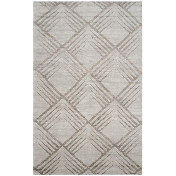 Safavieh 9 x 12 ft. Tibetan Hand Knotted Rectangle Area Rug, Silver TB424B-9 - main